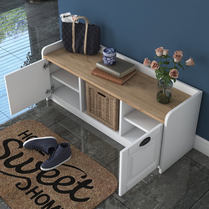 Hanah Home P2 - 1808 Zapatero Blanco y Nogal 120x45x40 cm